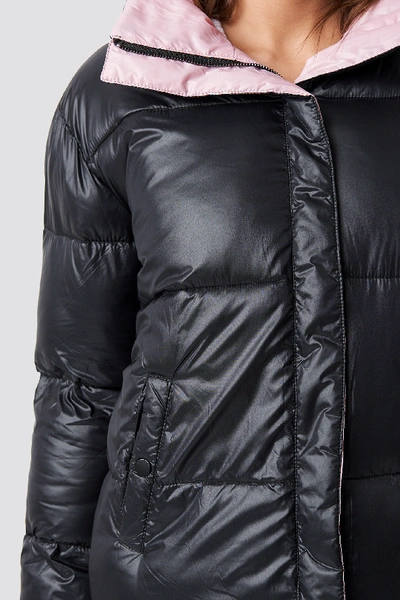 Shop Luisa Lion X Na-kd Two Toned Puffer Jacket - Black In Black/pink