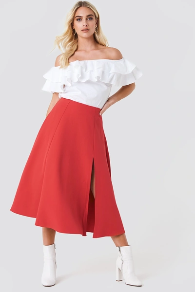 Shop Trendyol Slit Midi Skirt - Red