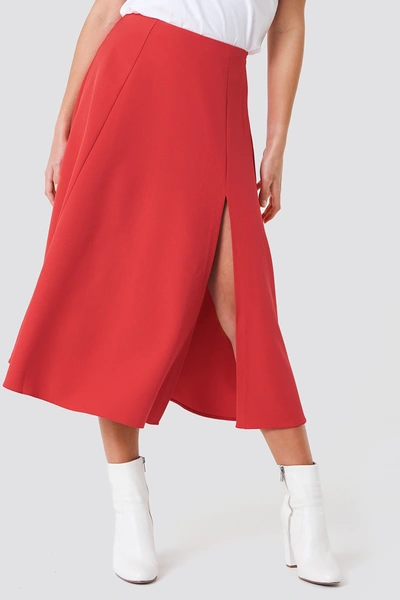 Shop Trendyol Slit Midi Skirt - Red