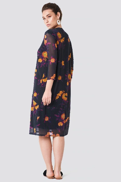 Shop Na-kd Mesh Knee Dress - Multicolor In Orange/purple Print