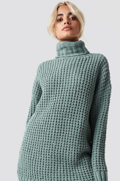 Shop Na-kd Chunky Oversized Knitted Sweater - Green In Duck Green