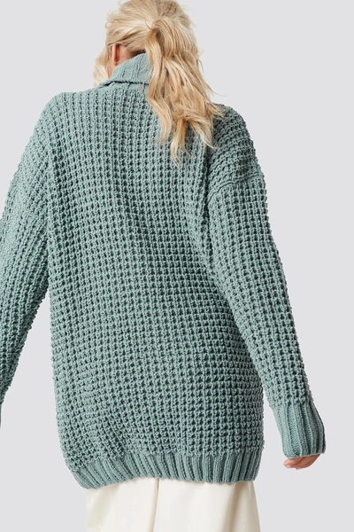 Shop Na-kd Chunky Oversized Knitted Sweater - Green In Duck Green
