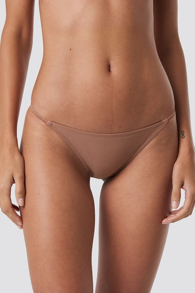Shop Na-kd Thin Strap Bikini Briefs Beige In Dusty Dark Pink