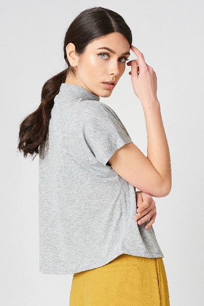 Shop Na-kd High Neck Cap Sleeve Top - Grey In Grey Melange