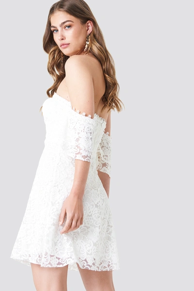 Shop Trendyol Off Shoulder Lace Mini Dress - White