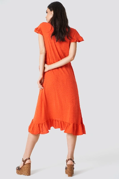 Shop Trendyol Asymmetric Button Detailed Maxi Dress - Orange In Red