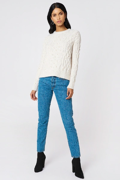 Shop Na-kd Pearl Knitted Sweater - White In Offwhite