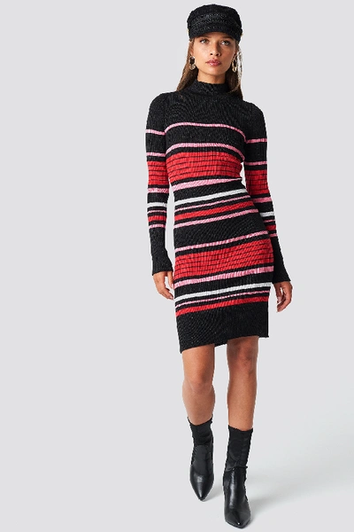 Shop Trendyol Stripe Sweater Midi Dress - Multicolor In Black
