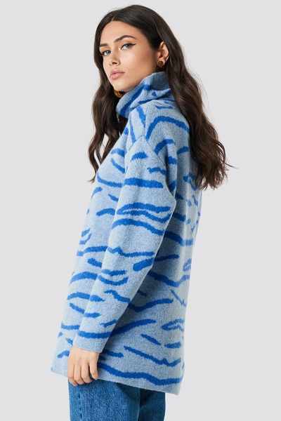 Shop Na-kd Animal Printed Tiger Sweater - Blue