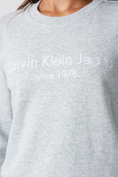 Shop Calvin Klein Halia Institutional Crew Neck Grey In Light Grey Heather