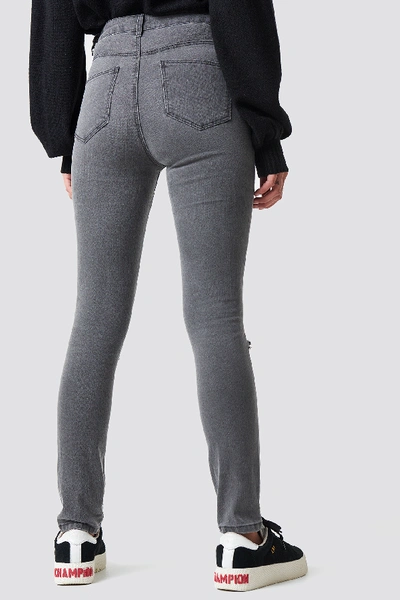 Shop Luisa Lion X Na-kd Ripped Knee Jeans - Grey In Dark Grey