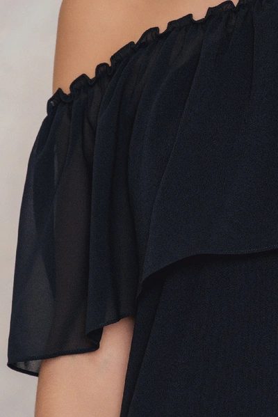Shop Tranloev Asymmetric Frill Dress Black
