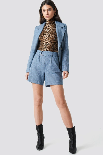 Shop Na-kd Linen-blend Shorts Blue In Light Blue