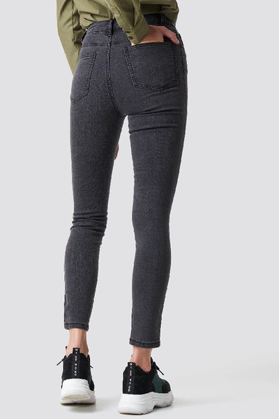 Shop Na-kd Highwaist Skinny Front Slit Jeans Grey