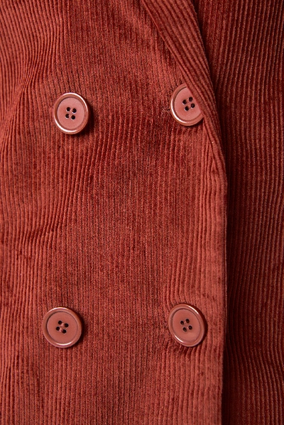 Shop Na-kd Double Breasted Corduroy Blazer - Red In Brown