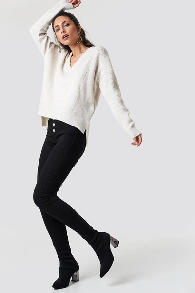 Shop Trendyol Punched Knitted Sweater - White In Ecru