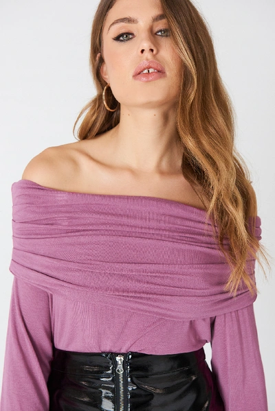 Shop Na-kd Offshoulder Light Knitted Sweater - Pink
