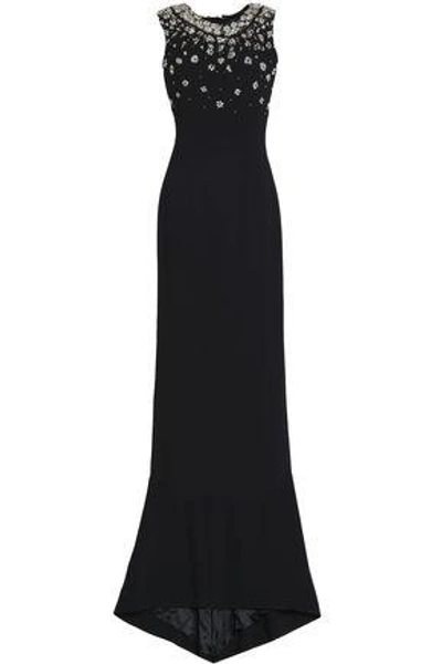 Shop Dolce & Gabbana Woman Embellished Crepe Gown Black