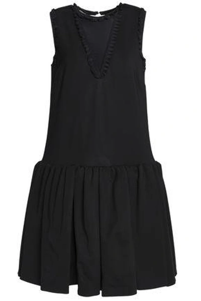 Shop Rochas Woman Ruffle-trimmed Jersey Dress Black