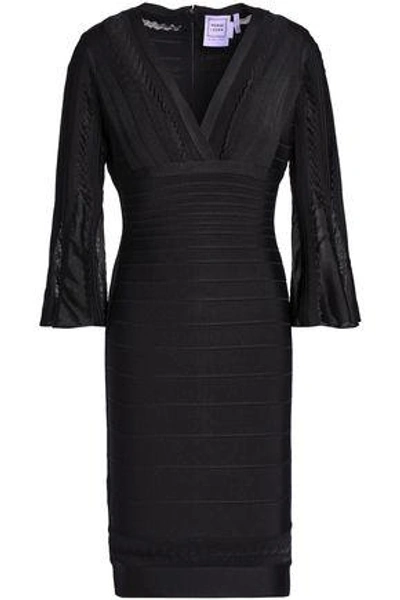 Shop Herve Leger Hervé Léger Woman Minervah Crochet-trimmed Bandage Mini Dress Black
