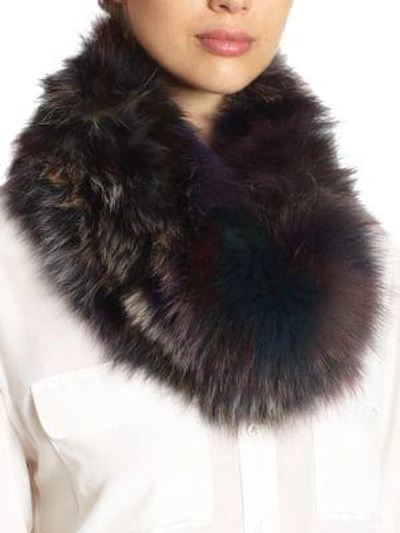 Shop Surell Fox Fur Loop Scarf In Grey Multi