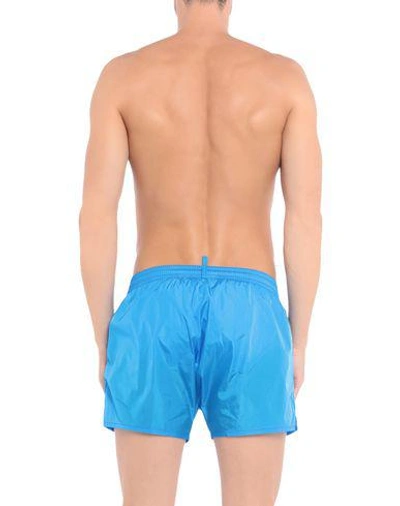 Shop Dsquared2 Man Swim Trunks Azure Size 36 Polyamide In Blue