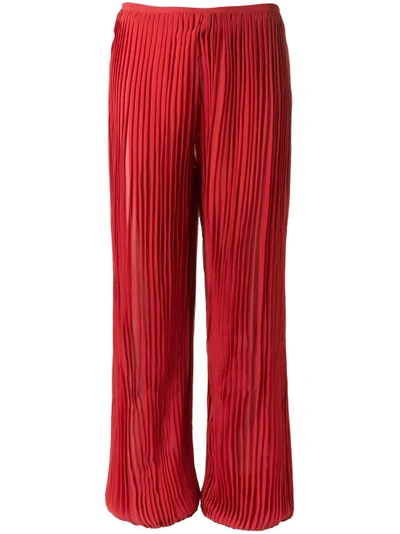 Shop Amir Slama High Waist Silk Trousers In Red