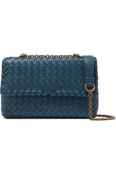 Shop Bottega Veneta Baby Olimpia Intrecciato Leather Shoulder Bag In Sky Blue