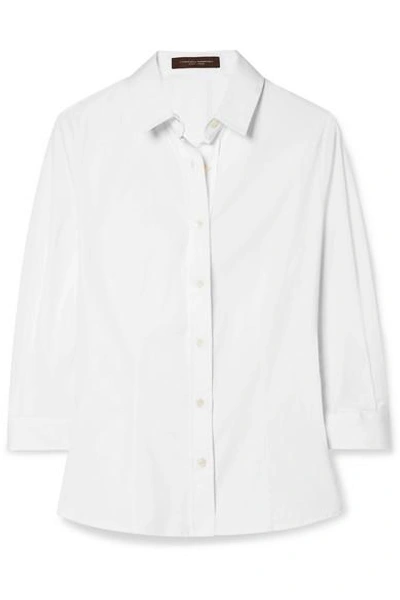 Shop Carolina Herrera Cotton-poplin Shirt In White