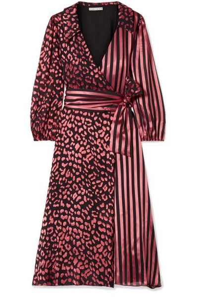 Shop Alice And Olivia Abigail Devoré Silk-blend Chiffon Wrap Dress In Pink