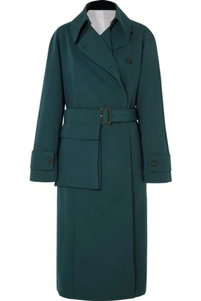 Shop Joseph Stafford Oversized Wool-gabardine Coat In Green