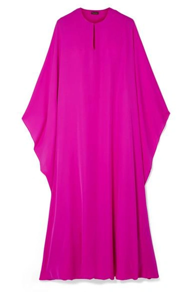 Shop Reem Acra Draped Silk-georgette Midi Dress In Fuchsia