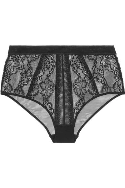 Shop Adina Reay Jo Stretch-tulle And Lace Briefs In Black