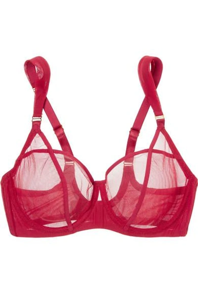 Shop Adina Reay Fran Dd+ Stretch-tulle Underwired Balconette Bra In Red