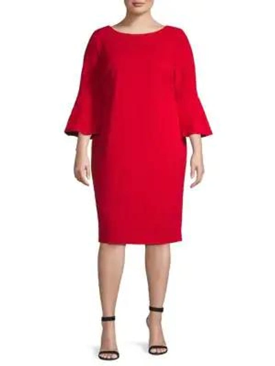 Shop Calvin Klein Bell Sleeve Sheath Dress In Red