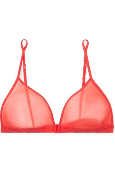 Shop Les Girls Les Boys Stretch-mesh Soft-cup Triangle Bra In Red