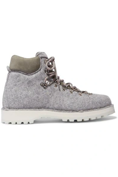 Shop Diemme Roccia Vet Suede-trimmed Felt Ankle Boots In Gray