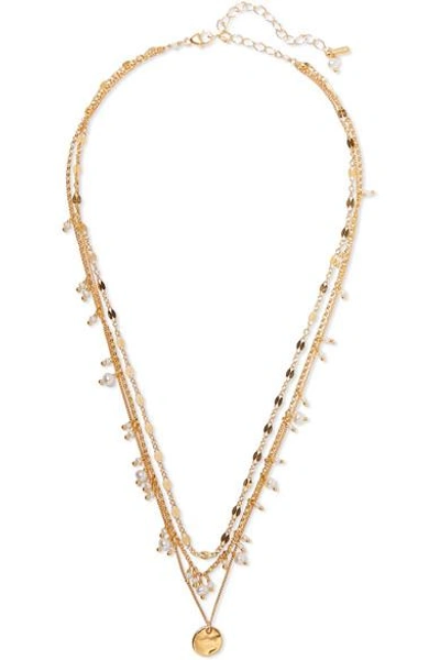 Shop Chan Luu Layered Gold-plated Pearl Necklace