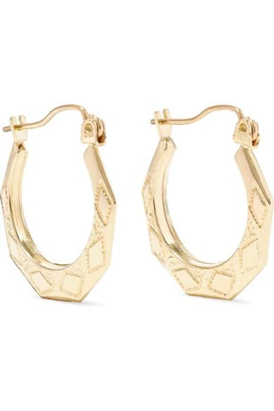 Shop Loren Stewart Party Deco Embossed 14-karat Gold Hoops