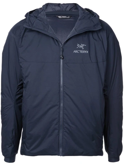 Shop Arc'teryx Logo Rain Jacket In Blue