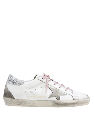 Shop Golden Goose Superstar Pink Glitter Laces Low-top Sneakers