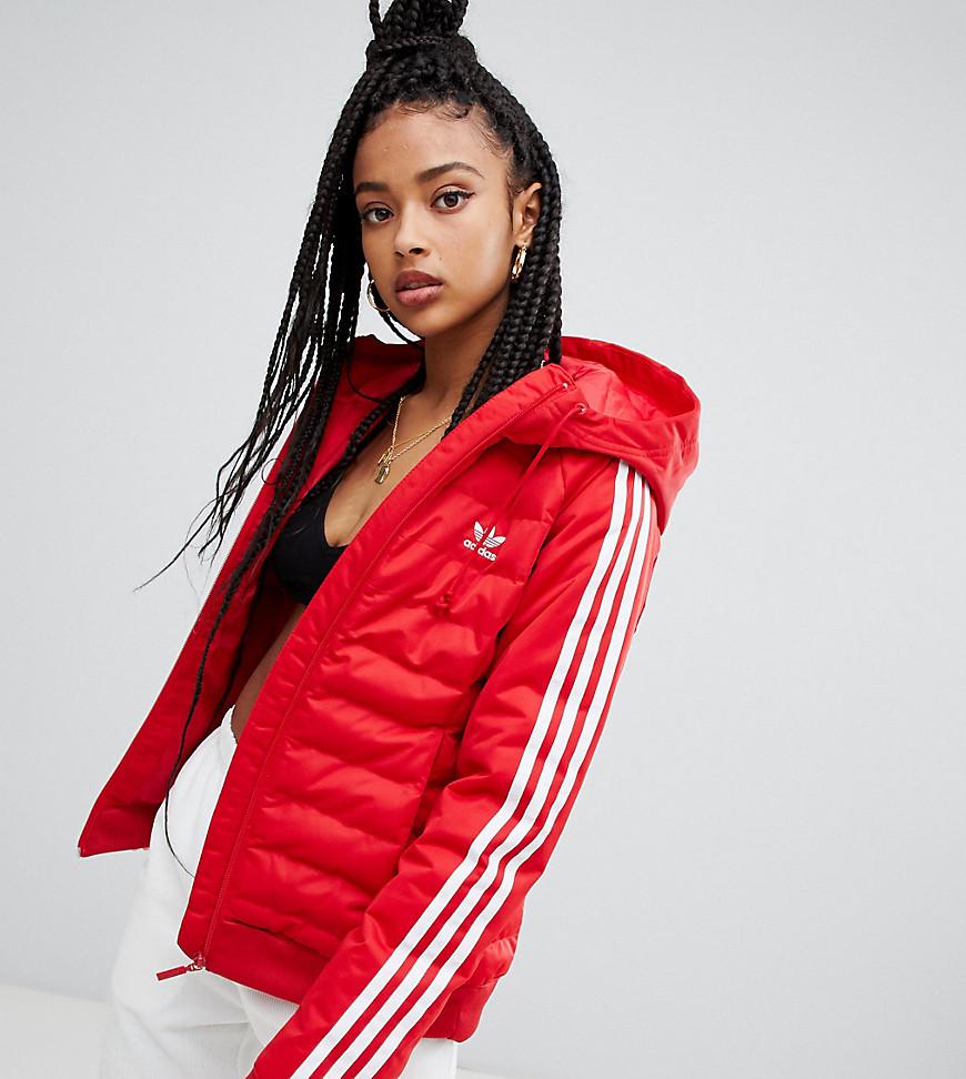 adidas originals three stripe padded jacket in red