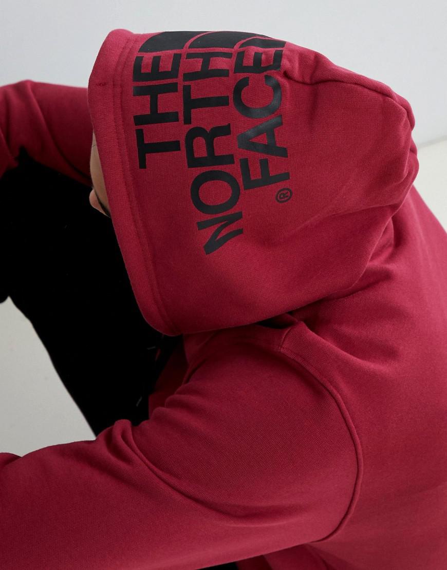 north face drew peak hoodie red