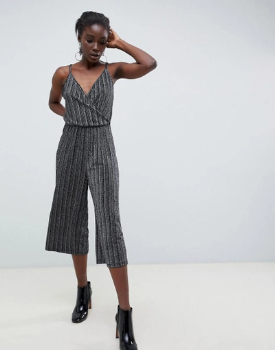 Vero Moda Pleated Glitter Jumpsuit - Silver | ModeSens