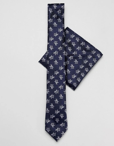 ORIGINAL PENGUIN TIE & POCKET SQUARE SET - NAVY 898704 1
