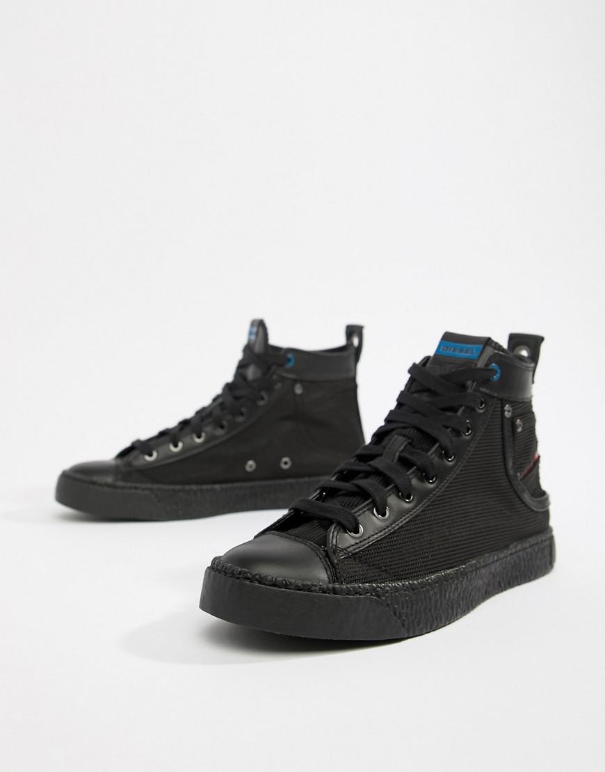diesel black high top sneakers