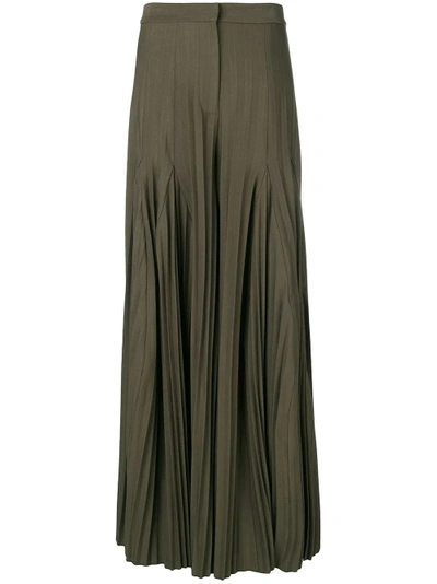 Shop Jacquemus Pleated Wide Leg Trousers - Green