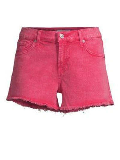 Shop 7 For All Mankind Cut-off Denim Shorts In Rasberry Sorbet