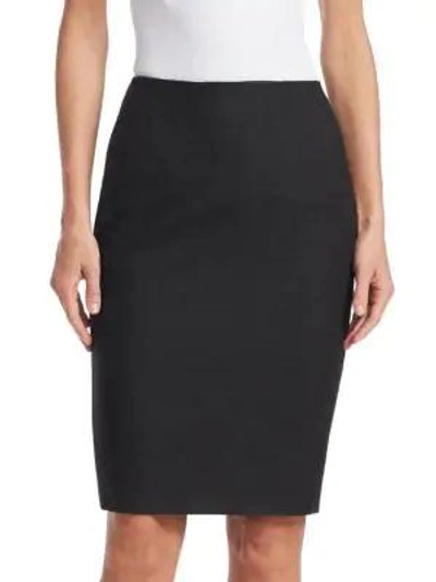 Shop Akris Wool Flannel Pencil Skirt In Charcoal