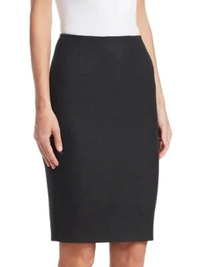Shop Akris Wool Flannel Pencil Skirt In Charcoal